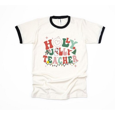 Simply Sage Market Women's Holly Jolly Teacher Short Sleeve Ringer Tee