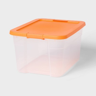 66qt Halloween Tote Clear Orange - Brightroom™