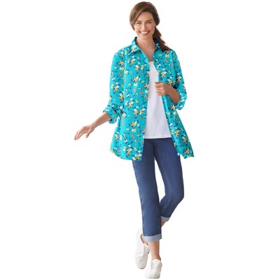 Woman Within Plus Size Petite Perfect Long Sleeve Shirt