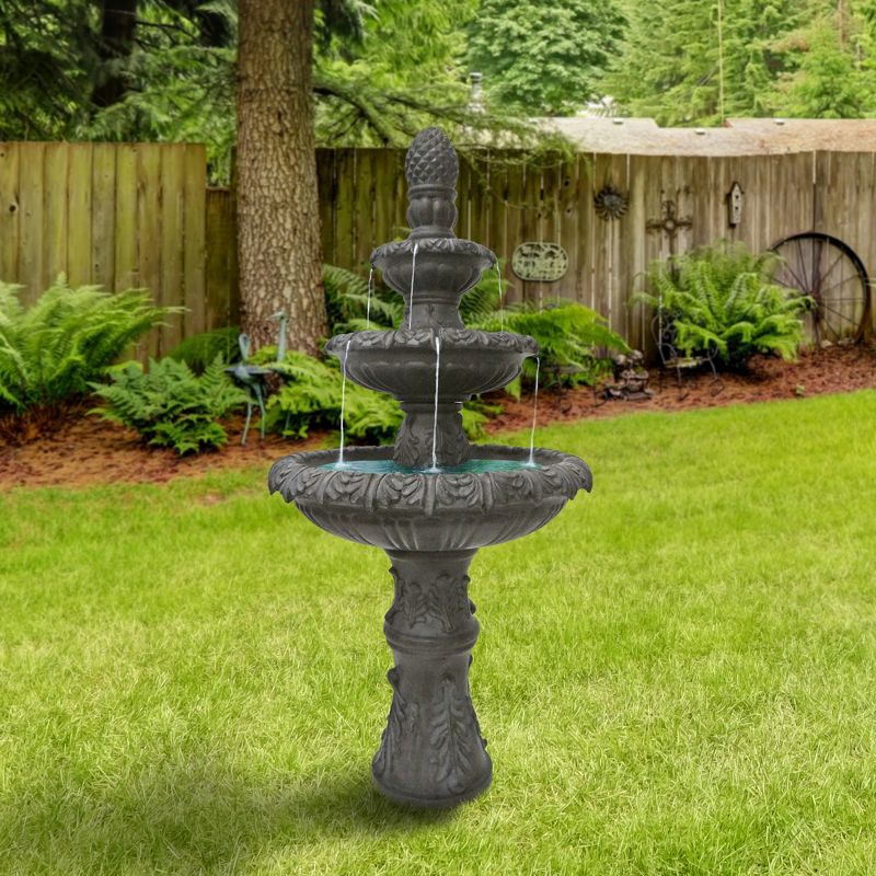 Northlight 57" Brown Three Tier Leaf Design Outdoor Garden Fountain, 2 of 3