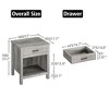 Farmhouse Nightstand, Rustic End Side Table with Drawer and Storage Shelf, Gray Night Stand Bedside Table - 3 of 4