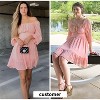 EXLURA Women's 2025 Casual Long Lantern Sleeve Dresses Square Neck Ruffle Tie Back Elastic Waist Aline Short Mini Dress - 4 of 4