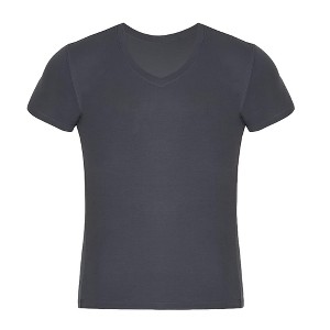 Premium V Neck T Shirts for Men Rayon Made from Bamboo Tees Moisture Wicking Undershirts 1 Pack - 1 of 4