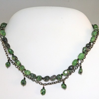 Michelle Marie Boutique's Green Ruby Zoisite Gemstone Necklace | A Luxurious Statement Piece