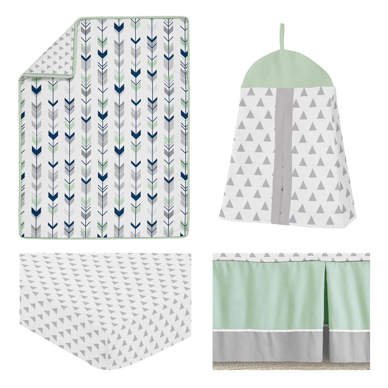 Sweet Jojo Designs Boy Girl Gender Neutral Unisex Baby Crib Bedding Set - Mod Arrow Collection Grey and Green 4pc, 3 of 8