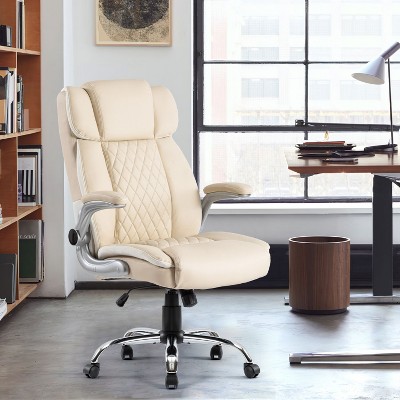 Beige Executive Chair Home Office Chair Pu Leather Office Chair With ...