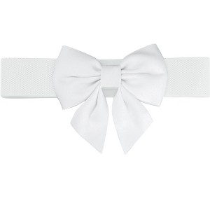 Elerevyo Women's Dress Elastic Waistband Versatile Belts Wide Bow Tie Belt - 1 of 4