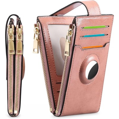 FATMOON Women’s Genuine Leather Bifold Wallet with Built-in AirTag Case – Slim RFID-Blocking Credit Card Holder for Everyday Use, Travel & Gift
