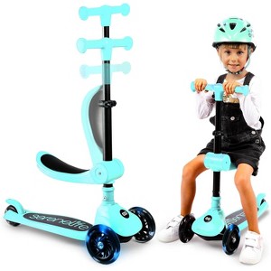SereneLife 3-Wheel Foldable Kid Kick Scooter - Adjustable Handlebar, LED Lights - 1 of 4