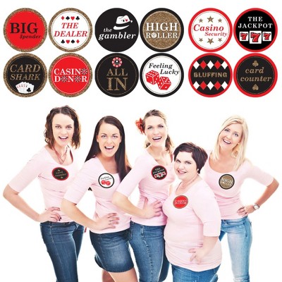 Big Dot of Happiness Las Vegas - Casino Party Funny Name Tags - Party Badges Sticker Set of 12