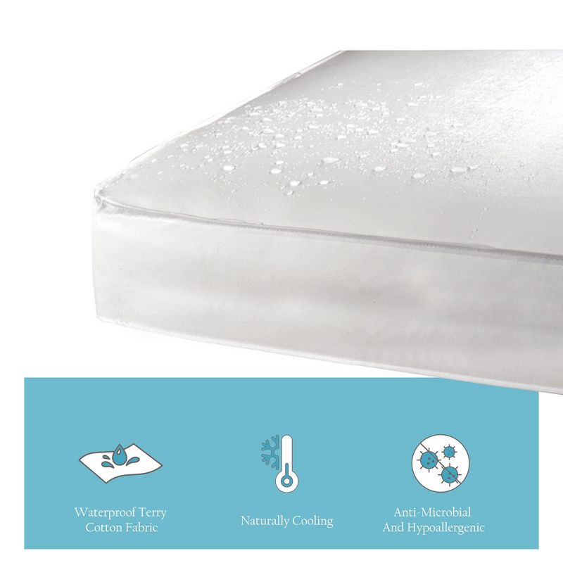 Continental Sleep, 4" Standard Foam Waterproof Vinyl Coating Crib Mattress with White Microfiber Woven Fabric 27" x 52" x 4", 4 of 7