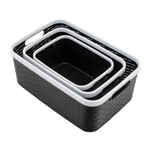 Advantus Open Lid Storage Bin Black/White 3/Pack (39220)  - 1 of 4
