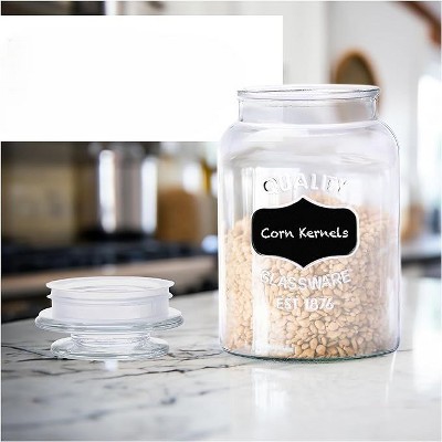 Clear Lead-Free Glass Cylindrical Canisters Set with Screw Top Lids