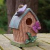 Northlight 10" Brown and Green Hanging Birdhouse with Butterflies Outdoor Garden Decor - 2 of 4