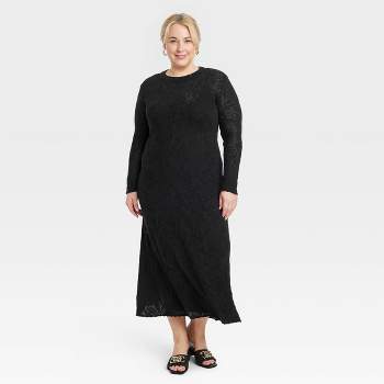 Women's Long Sleeve Maxi Pointelle Dress - A New Day™