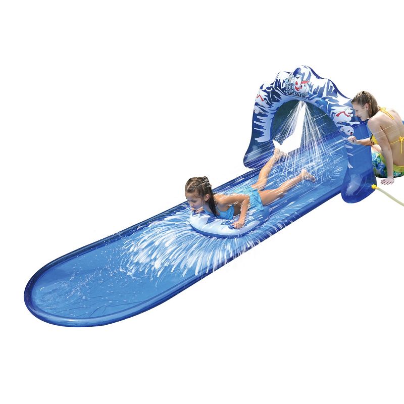 Jilong Outdoor Inflatable 16 Foot Slip and Slide Icebreaker Water Slide with Racing Raft and Water Sprayer for Ages 4 and Up, Blue, 3 of 5