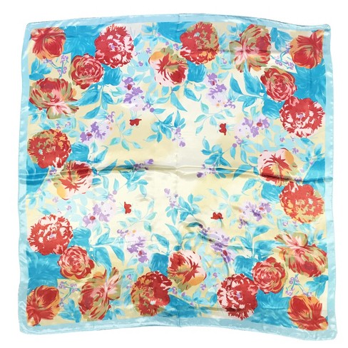 Wrapables Silk Satin Floral Neckerchief 35 x 35 Inch Square Scarf, Roses - image 1 of 4