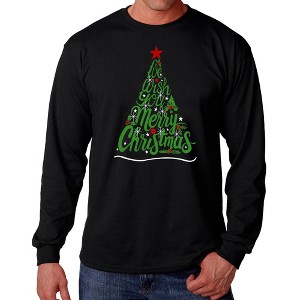 LA Pop Art We Wish You A Merry Christmas - Men's Word Art Long Sleeve T-Shirt - 1 of 4