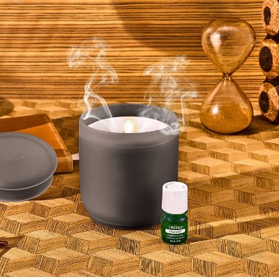 Frosted Charcoal Flameless Candle Diffuser with Essential Oil