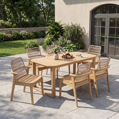 Christopher Knight Home Nolan Modern 7-Piece Acacia Wood Outdoor ...