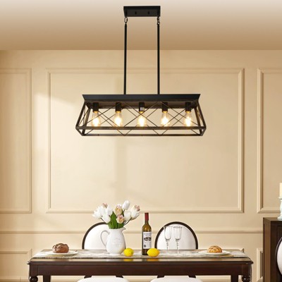 32" Industrial 5-Light Pendant Chandelier Adjustable Hanging Light (No Bulbs)