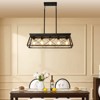 32" Black Gold Industrial 5-Light Pendant Chandelier, Modern Metal Cage Design,Adjustable Hanging Light for Dining Room,Kitchen,Living Room (No Bulbs) - 3 of 4