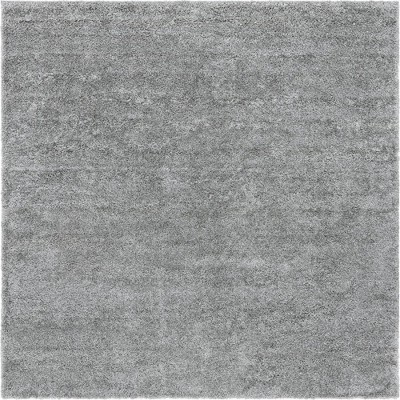Cloud Gray 8' Square Synthetic Shag Rug