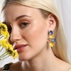 SOHI Women's Lemon Yellow:Indigo Blue The Lilypad Drop Earrings - 3 of 4