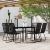 vidaXL Patio Dining Set Seat 7 Piece Black 55.1" Table Length - Powder-coated Steel, Glass, PE Rattan - 2 of 4
