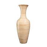 Villacera Handcrafted 28” Tall Natural Bamboo Vase | Decorative Classic Floor Vase for Silk Plants, Flowers, Filler Decor | Sustainable Bamboo