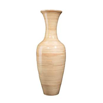 Villacera Handcrafted 28” Tall Decorative Classic Floor Vase for Silk Plants, Flowers, and Filler Decor | Sustainable Bamboo