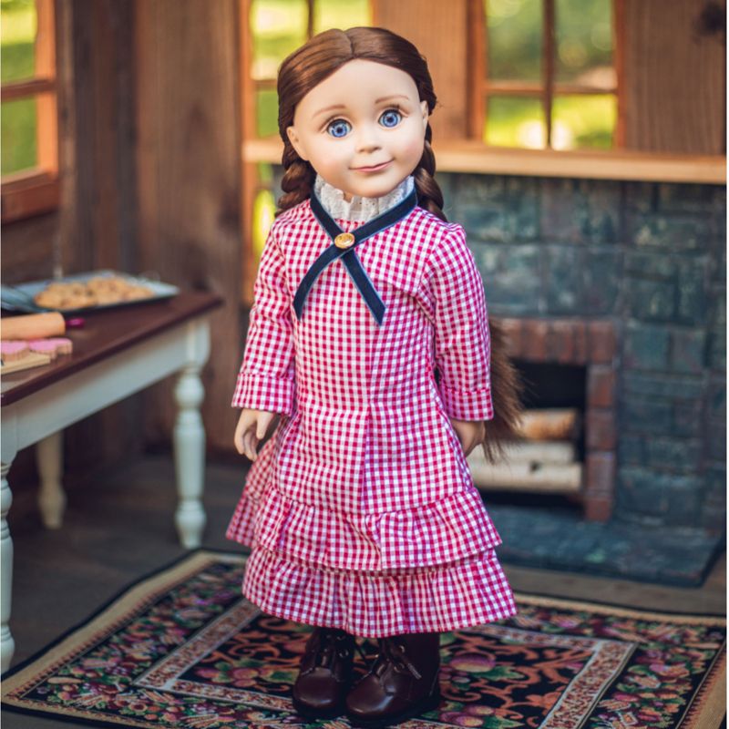 The Queen's Treasures 18 Inch Doll Clothes Laura Ingalls Red Check Dress, 3 of 11