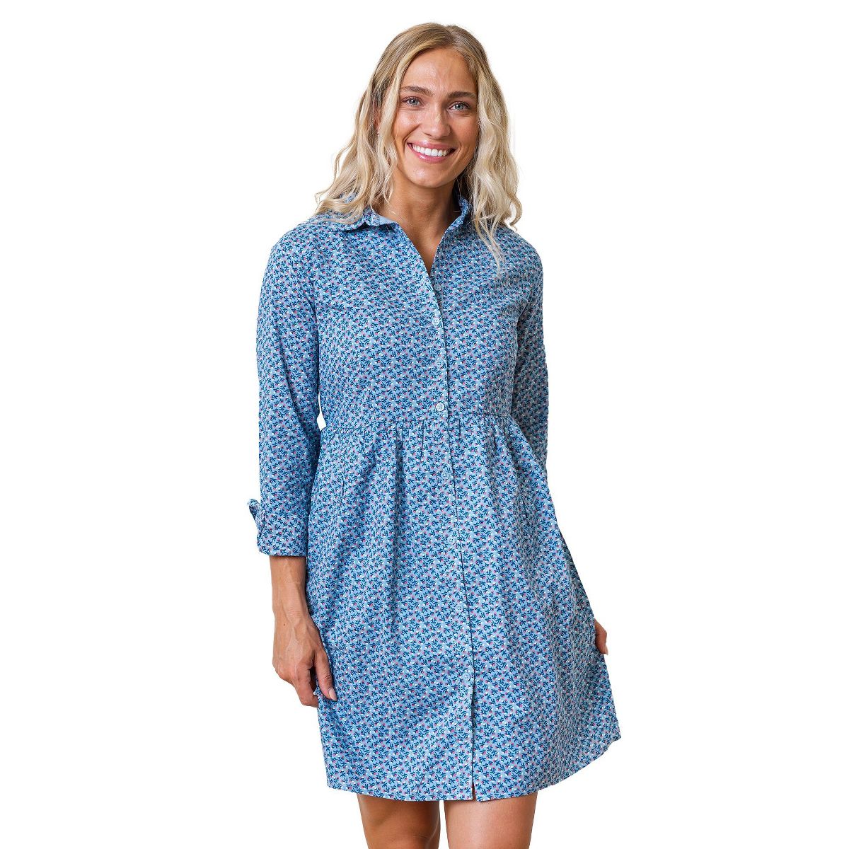 Hope & Henry Womens' Long Sleeve Button Front Shirt Dress