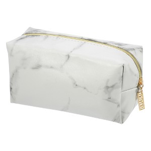 Unique Bargains Makeup Bag Cosmetic Travel Bag Make Up Brush Organizer Bag Marble Makeup Storage Toiletry Bag for Women 7"x3"x4" 1 Pcs - 1 of 4
