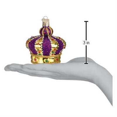 Royal Purple and Gold Glass Crown Christmas Ornament