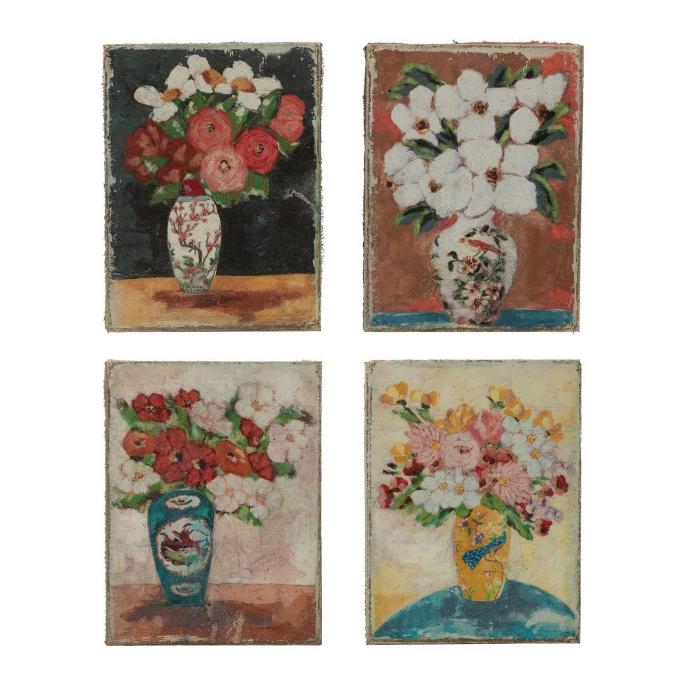 Photos - Wallpaper Storied Home  Canvas Portrait with Flowers in Vase Wall Art Set(Set of 4)