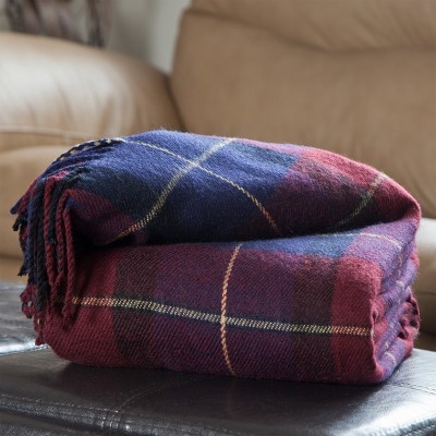 Hastings Home 50x60 Dark Red and Navy Plaid Wool Blanket