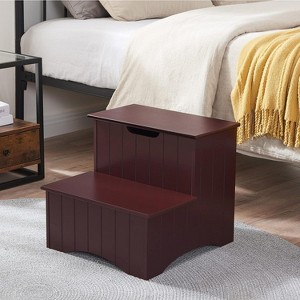 Kings Brand Furniture Joshua Wooden Stool for Adults and Kids with Storage for Bedroom, Kitchen Bathroom, Steps for High Beds - 1 of 4