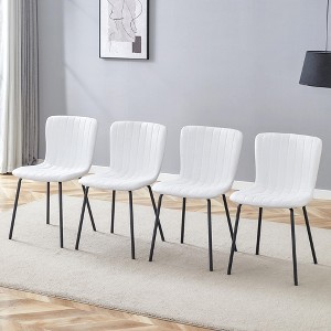 DOMETOUR Luxury Minimalist Dining Chairs Set of 4 with Black Metal Legs, Modern Design for Versatile Interiors - 1 of 4