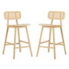 Indoor Wooden Barstool (Set of 2) with Rubberwood Frame, Curved Solid Wood Seat and Rattan Backrest for Home Bar, Dining Room - 4 of 4