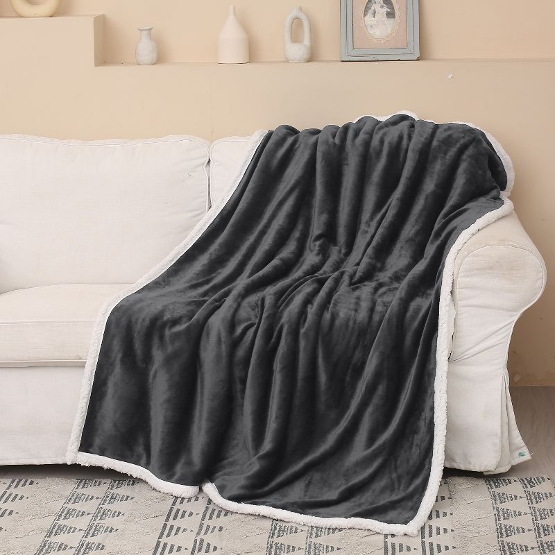 Catalonia Black Fleece Throw Blanket, Super Soft Mink Plush Couch Blanket, TV Bed Fuzzy Blanket, Fluffy Comfy Throws, Comfort Caring Gift, 50x60 inch, 1 of 8
