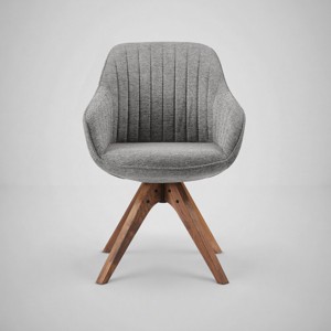 Art Leon Comfortable Fabric Swivel Accent Chair with Solid Oak Wood Legs - 1 of 4