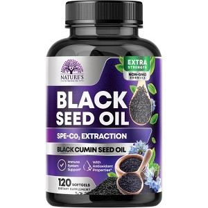 Black Seed Oil Capsules 1000mg, Skin Health & Immune 100% Blackseed Oil, Amazing Extraction Cold Pressed & Pure, 120 Softgels By Nature's Strength - 1 of 4