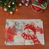 Unique Bargains Christmas Place Mats Striped Scarf Snowman Flax 11.8"x17.7" 2 Pcs - 2 of 4