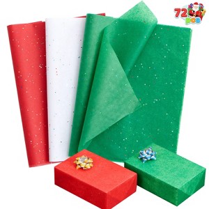 Joyfy 72/180 Sheets Glitter Tissue Paper, 20"x20" Red Green White Christmas Wrapping Paper for Gift Wrapping Supplies DIY Wrap Craft Decorations - 1 of 4