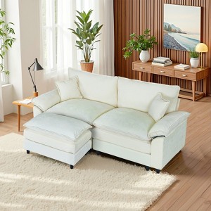 IULULU Sectional Sofa, Chenille Cloud Couch Comfy Upholstered Sofa with Ottoman - 1 of 4