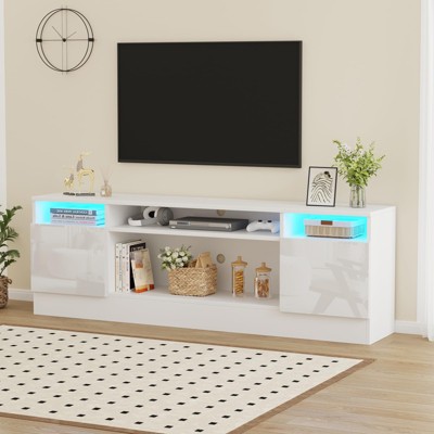 Tv Stand with Storage Place for Tv Up to 75 Inche, Modern Entertainment Center with Led Light