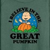 Women's - Peanuts - I Believe In The Great Pumpkin Lightweight French Terry Wide Neck Long Sleeve Shirt - 2 of 4