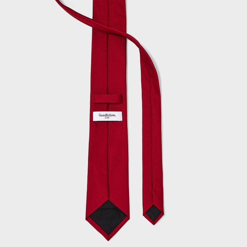 Men&#39;s Solid Satin Neck Tie - Goodfellow &#38; Co&#8482; Red One Size, 3 of 5
