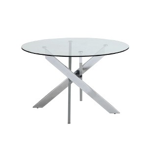 Chintaly Imports,Contemporary Dining Table Clear Round Glass Top - 1 of 4